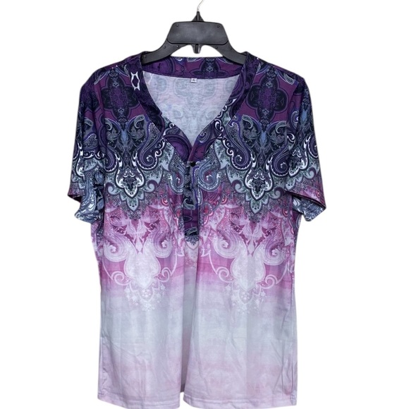 Tops - New Purple and Blue Graphic Polo T-Shirt